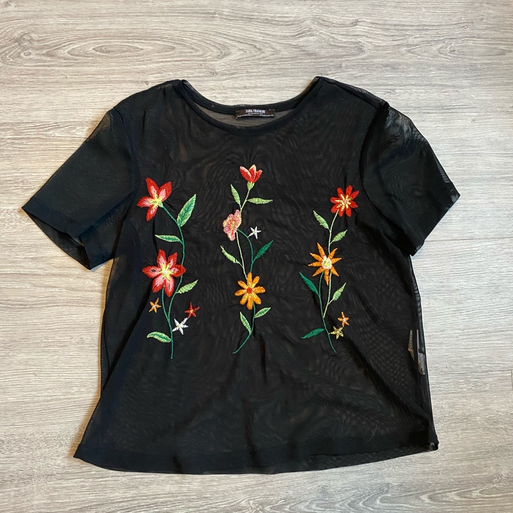 Embroidered mesh top from ZARA